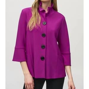 NEW JOSEPH RIBKOFF shirred collar 3/4 sleeves trapeze jacket in empress